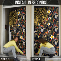 Hawaiian and Japanese Door Cover Polynesian Tattoo with Japanese Culture Kintsugi Style