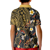 Hawaiian and Japanese Kid Polo Shirt Polynesian Tattoo with Japanese Culture Kintsugi Style