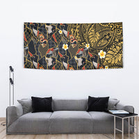 Hawaiian and Japanese Tapestry Polynesian Tattoo with Japanese Culture Kintsugi Style
