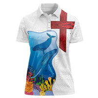 Tonga Swimming with Whales Women Polo Shirt Ngatu Pattern