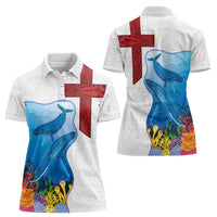 Tonga Swimming with Whales Women Polo Shirt Ngatu Pattern