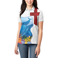 Tonga Swimming with Whales Women Polo Shirt Ngatu Pattern