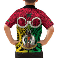 Vanuatu Family Matching Tank Maxi Dress and Hawaiian Shirt Pig Tusk Mix Maori Pattern and Namele Leaf LT03 - Polynesian Pride