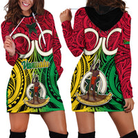 Vanuatu Hoodie Dress Pig Tusk Mix Maori Pattern and Namele Leaf LT03 - Polynesian Pride