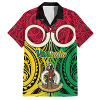 Vanuatu Kid Hawaiian Shirt Pig Tusk Mix Maori Pattern and Namele Leaf LT03 Kid Red - Polynesian Pride