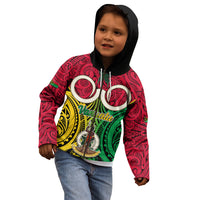 Vanuatu Kid Hoodie Pig Tusk Mix Maori Pattern and Namele Leaf LT03 - Polynesian Pride