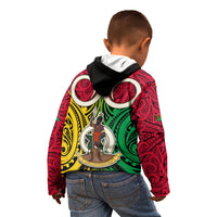 Personalised Vanuatu Kid Hoodie Pig Tusk Mix Maori Pattern and Namele Leaf LT03 - Polynesian Pride