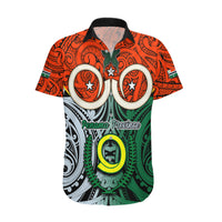 Vanuatu Penama Province Hawaiian Shirt Pig Tusk Mix Maori Pattern and Namele Leaf LT03 Orange - Polynesian Pride