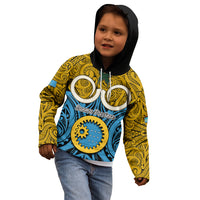 Vanuatu Sanma Province Kid Hoodie Pig Tusk Mix Maori Pattern and Namele Leaf LT03 - Polynesian Pride