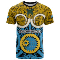 Vanuatu Sanma Province T Shirt Pig Tusk Mix Maori Pattern and Namele Leaf LT03 Blue - Polynesian Pride