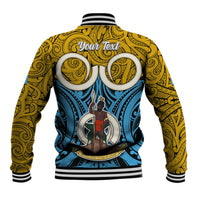 Personalised Vanuatu Sanma Province Baseball Jacket Pig Tusk Mix Maori Pattern and Namele Leaf LT03 - Polynesian Pride