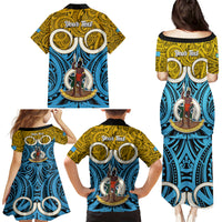 Personalised Vanuatu Sanma Province Family Matching Puletasi Dress and Hawaiian Shirt Pig Tusk Mix Maori Pattern and Namele Leaf LT03 - Polynesian Pride