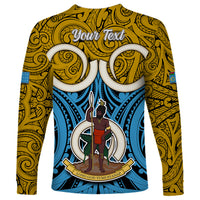 Personalised Vanuatu Sanma Province Long Sleeve Shirt Pig Tusk Mix Maori Pattern and Namele Leaf LT03 - Polynesian Pride