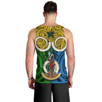 Vanuatu Malampa Province Men Tank Top Pig Tusk Mix Maori Pattern and Namele Leaf LT03 - Polynesian Pride
