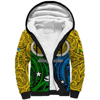 Vanuatu Malampa Province Sherpa Hoodie Pig Tusk Mix Maori Pattern and Namele Leaf LT03 Unisex Yellow - Polynesian Pride