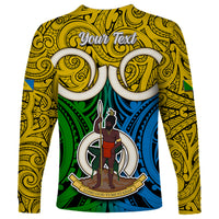 Personalised Vanuatu Malampa Province Long Sleeve Shirt Pig Tusk Mix Maori Pattern and Namele Leaf LT03 - Polynesian Pride