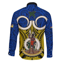 Vanuatu Torba Province Family Matching Off Shoulder Long Sleeve Dress and Hawaiian Shirt Pig Tusk Mix Maori Pattern and Namele Leaf LT03 - Polynesian Pride