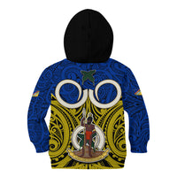 Vanuatu Torba Province Kid Hoodie Pig Tusk Mix Maori Pattern and Namele Leaf LT03 - Polynesian Pride