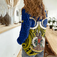 Vanuatu Torba Province Women Casual Shirt Pig Tusk Mix Maori Pattern and Namele Leaf LT03 - Polynesian Pride