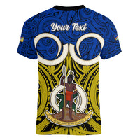 Personalised Vanuatu Torba Province Women V Neck T Shirt Pig Tusk Mix Maori Pattern and Namele Leaf LT03 - Polynesian Pride