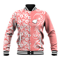 Hawaii Kauai Island Baseball Jacket Hibiscus Pattern Seamless Tribal Simple Pink Pastel LT03 Unisex Pink - Polynesian Pride