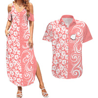 Hawaii Kauai Island Couples Matching Summer Maxi Dress and Hawaiian Shirt Hibiscus Pattern Seamless Tribal Simple Pink Pastel LT03 Pink - Polynesian Pride