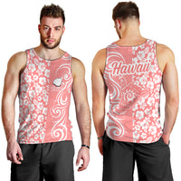 Hawaii Kauai Island Men Tank Top Hibiscus Pattern Seamless Tribal Simple Pink Pastel LT03 - Polynesian Pride