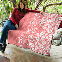 Hawaii Kauai Island Quilt Hibiscus Pattern Seamless Tribal Simple Pink Pastel LT03 - Polynesian Pride