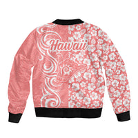 Hawaii Kauai Island Sleeve Zip Bomber Jacket Hibiscus Pattern Seamless Tribal Simple Pink Pastel LT03 - Polynesian Pride