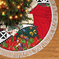 Custom Wallis and Futuna Christmas Tree Skirt Santa Claus Holding Coat of Arms Polynesian Xmas Style LT03 - Polynesian Pride