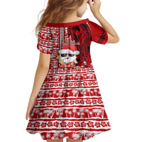 Mele Kalikimaka Hawaii Christmas Family Matching Puletasi Dress and Hawaiian Shirt Santa Claus Kakau Tribal Mix Polynesia Tattoo LT03 - Polynesian Pride