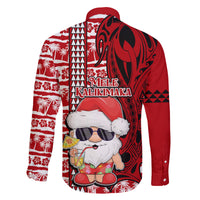 Mele Kalikimaka Hawaii Christmas Family Matching Puletasi Dress and Hawaiian Shirt Santa Claus Kakau Tribal Mix Polynesia Tattoo LT03 - Polynesian Pride
