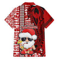 Mele Kalikimaka Hawaii Christmas Family Matching Short Sleeve Bodycon Dress and Hawaiian Shirt Santa Claus Kakau Tribal Mix Polynesia Tattoo LT03 - Polynesian Pride