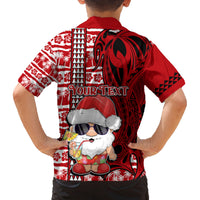 Custom Mele Kalikimaka Hawaii Christmas Family Matching Puletasi Dress and Hawaiian Shirt Santa Claus Kakau Tribal Mix Polynesia Tattoo LT03 - Polynesian Pride