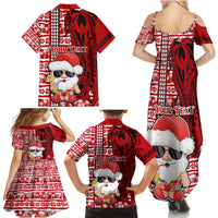 Custom Mele Kalikimaka Hawaii Christmas Family Matching Summer Maxi Dress and Hawaiian Shirt Santa Claus Kakau Tribal Mix Polynesia Tattoo LT03 - Polynesian Pride