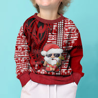 Custom Mele Kalikimaka Hawaii Christmas Kid Ugly Christmas Sweater Santa Claus Kakau Tribal Mix Polynesia Tattoo LT03 - Polynesian Pride