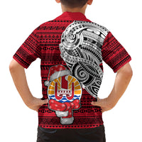 French Polynesia Christmas Family Matching Summer Maxi Dress and Hawaiian Shirt Santa Hold Seal with Polynesian Tribal Tattoo LT03 - Polynesian Pride