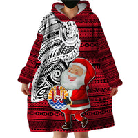 French Polynesia Christmas Wearable Blanket Hoodie Santa Hold Seal with Polynesian Tribal Tattoo LT03 - Polynesian Pride
