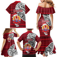 Custom French Polynesia Christmas Family Matching Mermaid Dress and Hawaiian Shirt Santa Hold Seal with Polynesian Tribal Tattoo LT03 - Polynesian Pride
