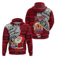 Custom French Polynesia Christmas Hoodie Santa Hold Seal with Polynesian Tribal Tattoo LT03 - Polynesian Pride