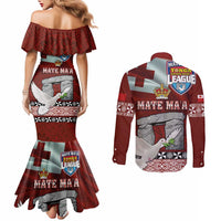 Mate Ma'a Tonga Couples Matching Mermaid Dress and Long Sleeve Button Shirt Haʻamonga ʻa Maui and White Dove - Tongan Kupesi Ngatu