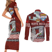 Mate Ma'a Tonga Couples Matching Short Sleeve Bodycon Dress and Long Sleeve Button Shirt Haʻamonga ʻa Maui and White Dove - Tongan Kupesi Ngatu