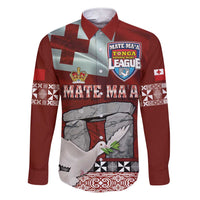 Mate Ma'a Tonga Family Matching Short Sleeve Bodycon Dress and Hawaiian Shirt Haamonga a Maui and White Dove - Tongan Kupesi Ngatu LT03 Dad's Shirt - Long Sleeve Red - Polynesian Pride