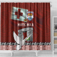 Mate Ma'a Tonga Shower Curtain Haʻamonga ʻa Maui and White Dove - Tongan Kupesi Ngatu