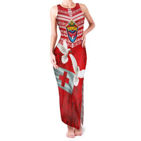 Mate Ma'a Tonga Family Matching Tank Maxi Dress and Hawaiian Shirt Douple White Dove and Kupesi Ngatu Art Tattoo