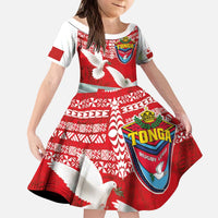 Mate Ma'a Tonga Kid Short Sleeve Dress Douple White Dove and Kupesi Ngatu Art Tattoo