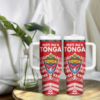 Mate Ma'a Tonga Tumbler With Handle Double White Dove and Kupesi Ngatu Art Tattoo