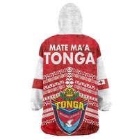Mate Ma'a Tonga Wearable Blanket Hoodie Douple White Dove and Kupesi Ngatu Art Tattoo