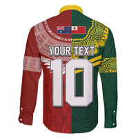 Custom Mate Ma'a Tonga and Australia Kangaroo Family Matching Puletasi and Hawaiian Shirt Nation Seal with Mascot Aboriginal and Tongan Kupesi Ngatu Art