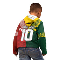 Custom Mate Ma'a Tonga and Australia Kangaroo Kid Hoodie Nation Seal with Mascot Aboriginal and Tongan Kupesi Ngatu Art